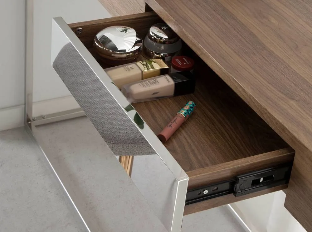 Angel Cerda Walnut-Veneer Console Table with Chrome Legs in Brown 5