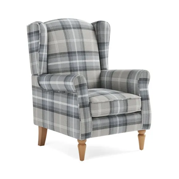 Oswald Check Wingback Armchair 2