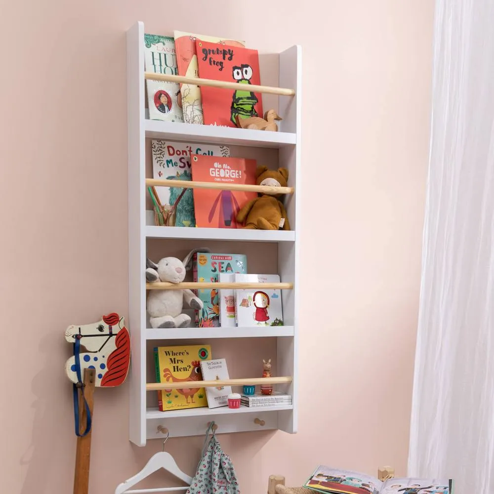 Nöa and Nani Elene Display 3 Tier Shelf Bookcase Wall Mounted & Coathook in White 2