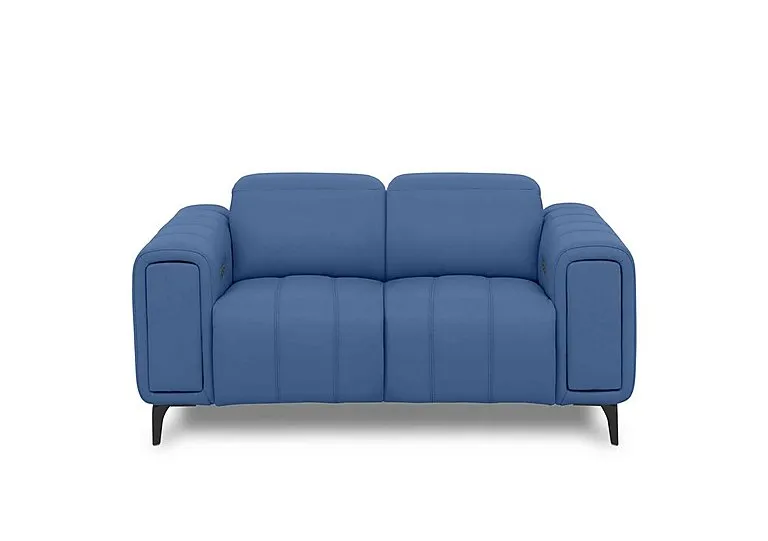 Elphaba Leather 2 Seater Power Recliner Sofa with Storage Arms - Aegean Cat - Sofas and Armchairs