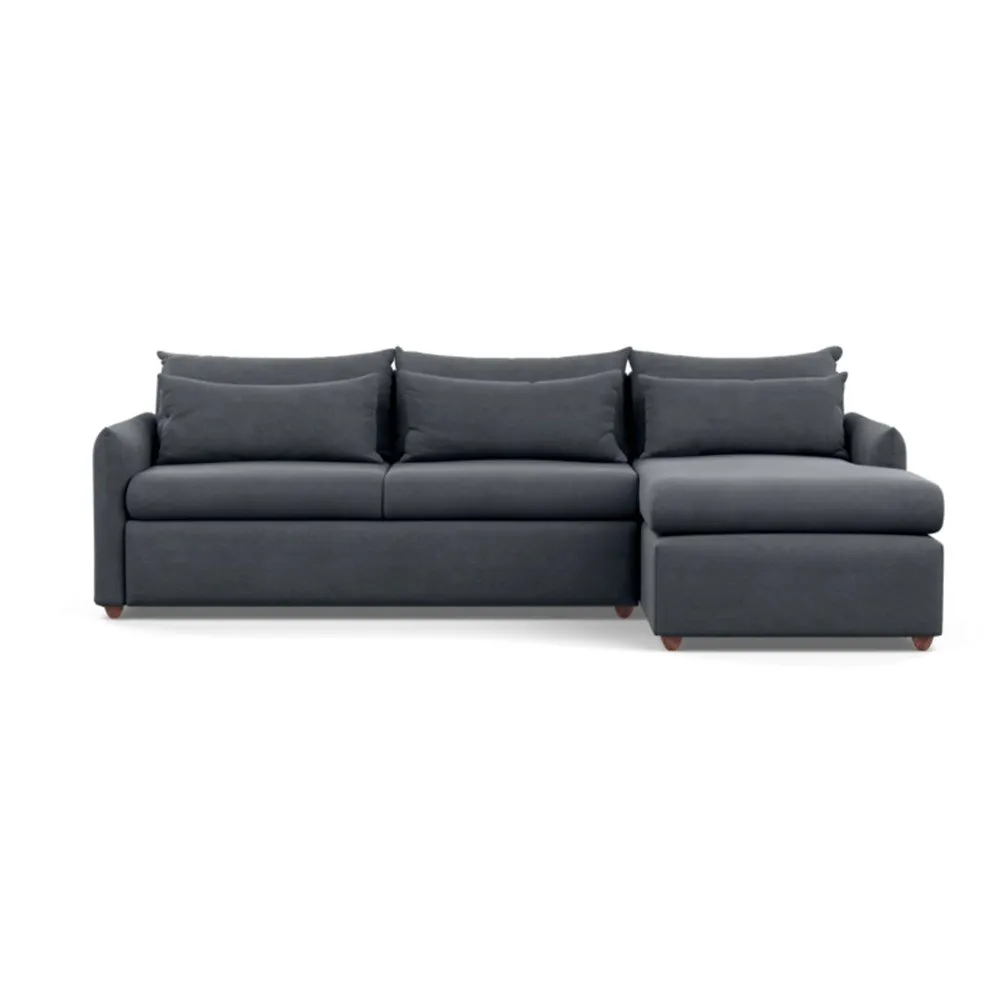Heal's Pillow Large Right Hand Corner Chaise Linen Dark Grey Chestnut Stain