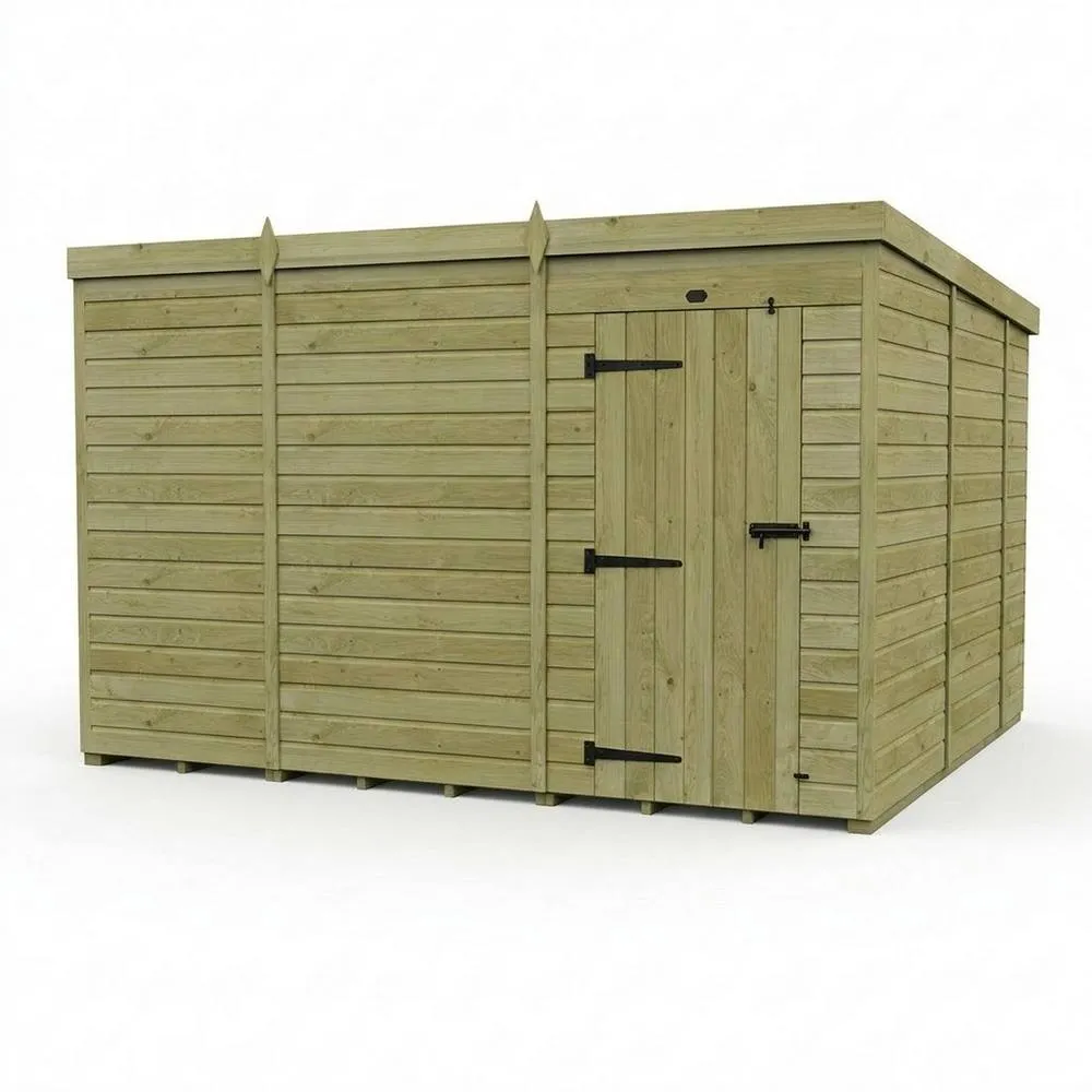 Buttercup Farm 11ft x 10ft Pent Garden Shed Single Door No Windows - Timber in Brown
