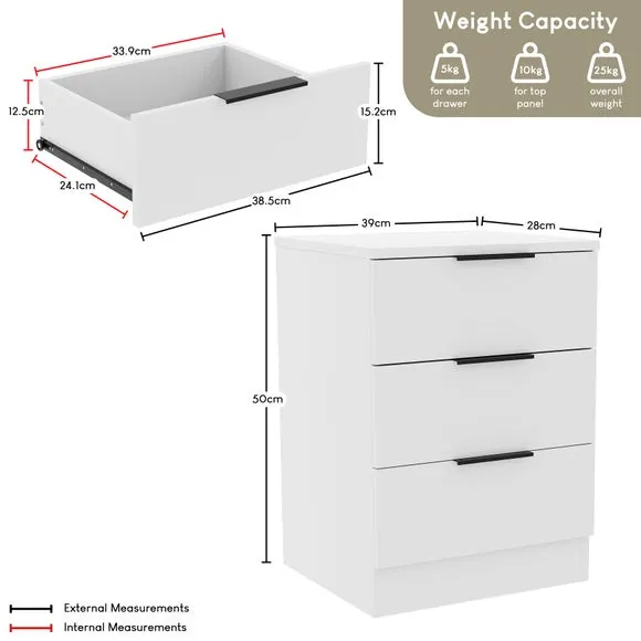 Hayes 3 Drawer Bedside Table 6