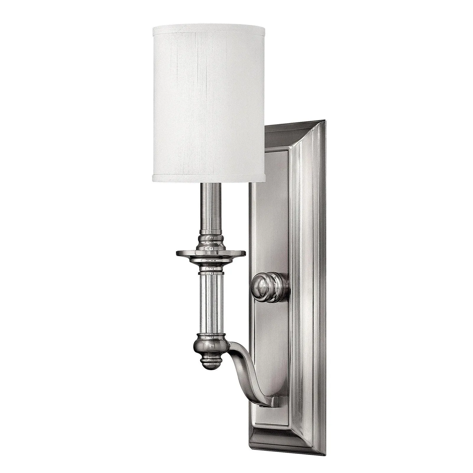 Netlighting Sussex 1 Light Wall Light Brushed Nickel Glass Shade E14 in Grey