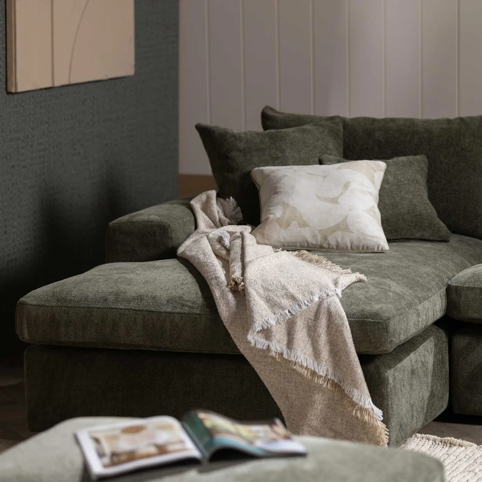 Alaska U Shaped Corner Sofa, Green Velvet | Barker & Stonehouse 5