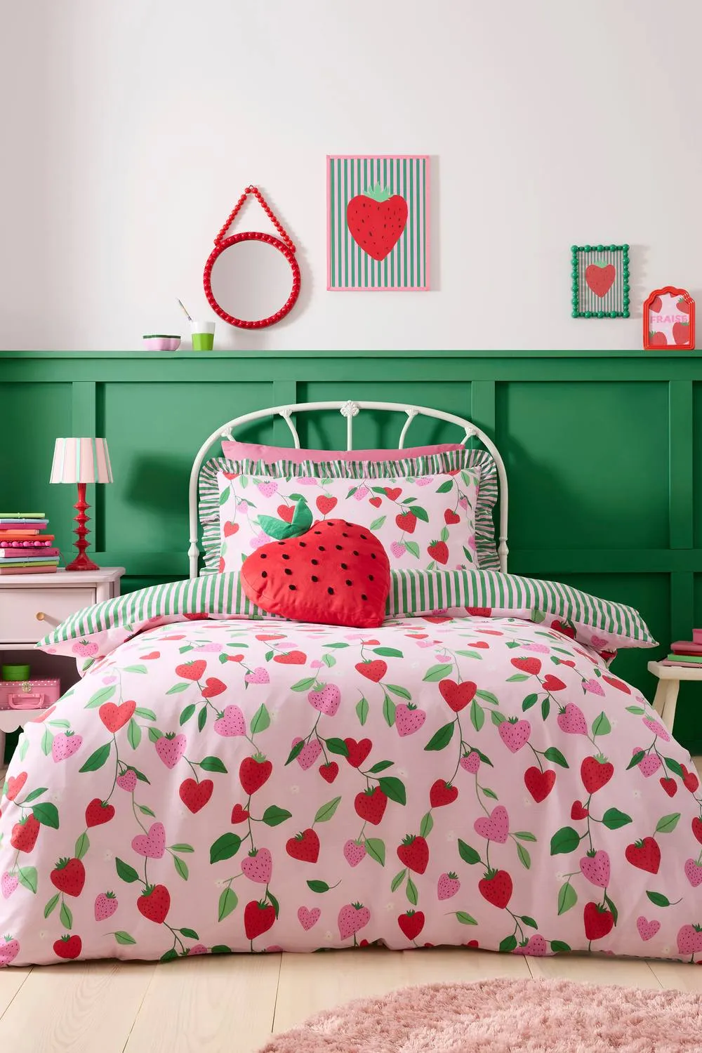 Bedlam 'Fun Strawberries' Easy Care Duvet Cover Set in Pink