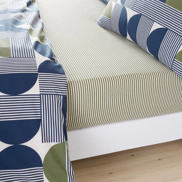 Bromley Modern Geo 100% Cotton Fitted Sheet