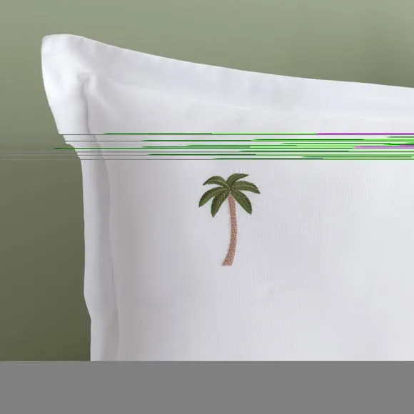 Palm Tree Embroidery Oxford Pillowcase 2