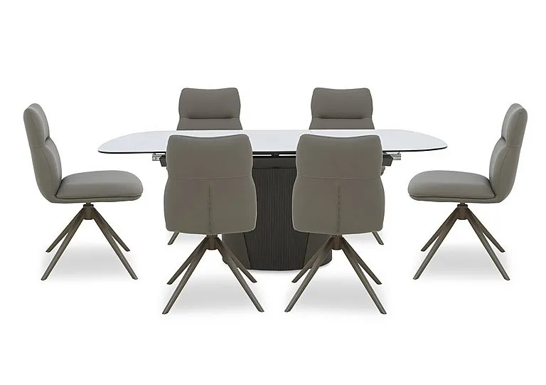 Icon White Extending Dining Table and 6 Diva Chairs with Bronze Legs - 160-cm