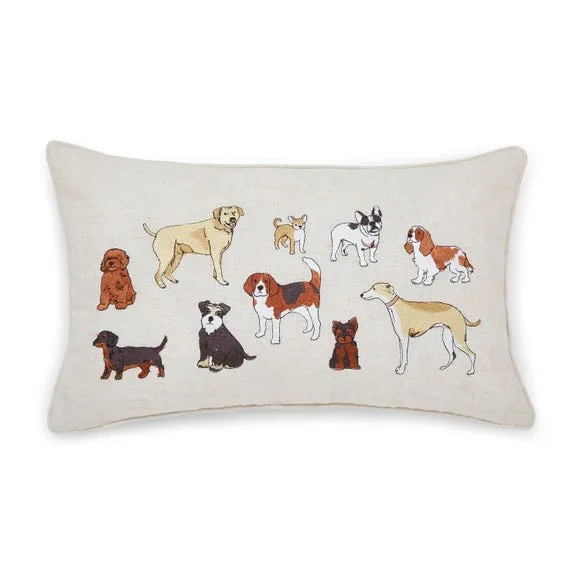 Embroidered Dog Rectangle Cushion 3