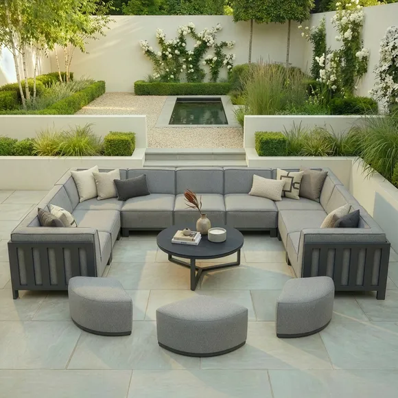 Maze Ibiza 10 Seater U-Shape Garden Sofa Set with Round Coffee Table 1