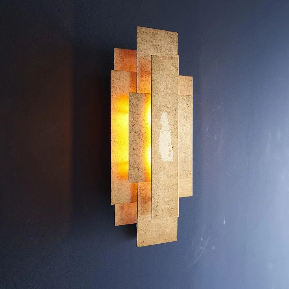 Netlighting Forlì 2 Light Wall Lamp Antique Gold Leaf 2