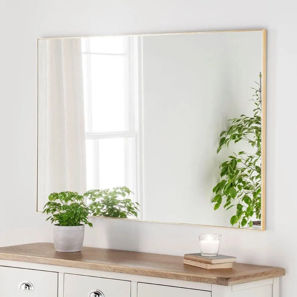 Yearn Mirrors Minimal Gold Rectangular Mirror 120x80cm