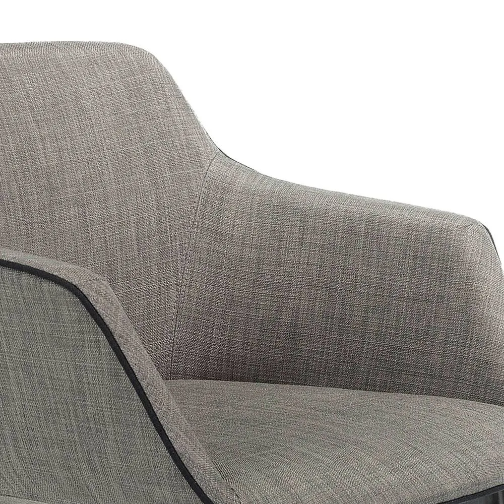 Angel Cerda Grey Fabric Kitchen Stool with Armrests & Black 5