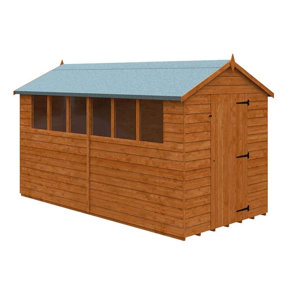 Buttercup Farm 12 x 6 Feet Budget Apex 9mm Shed - Solid Wood/Softwood/Pine in Burnt Orange