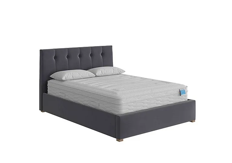 Noah Ottoman Bed Frame - Super King - Plush Velvet Steel