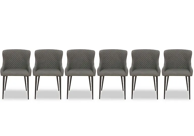 Hanoi Set of 6 Faux Leather Dining Chairs - Slate Grey