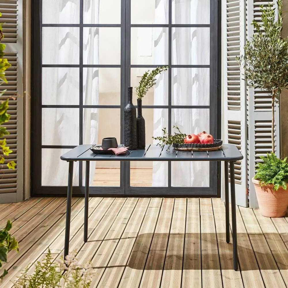 sweeek Metal Garden Table For 4 People in Dark Grey 2