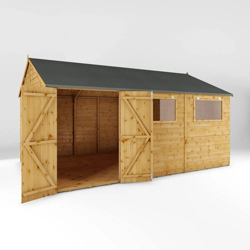 Mercia 15 x 10 Feet Premium Shiplap Reverse Apex Workshop in Light Brown 2