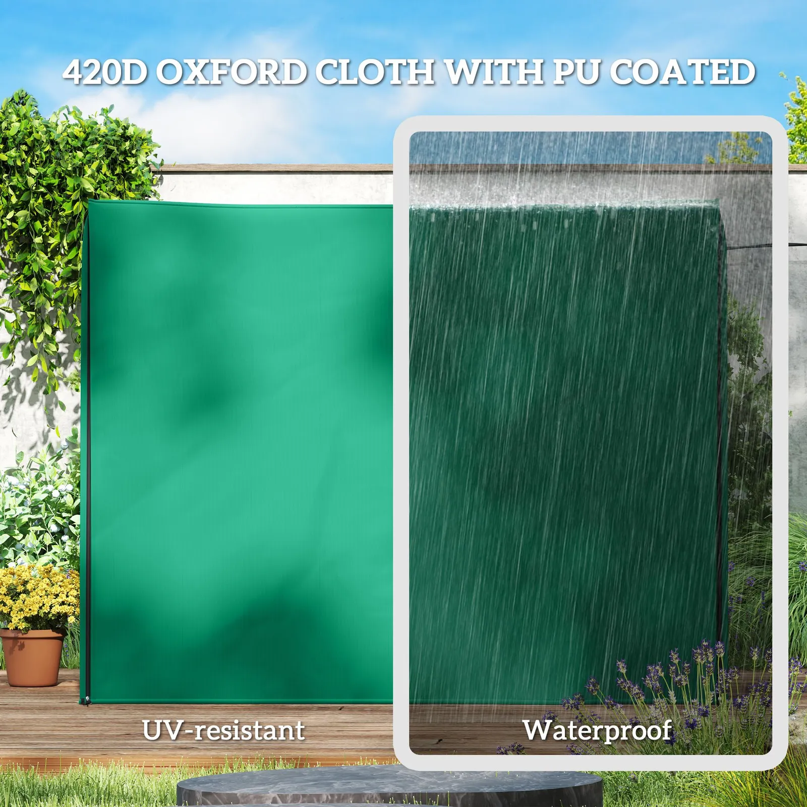OUTSUNNY 3 Seater Garden Swing Cover, Windproof & Anti-UV, Green 5