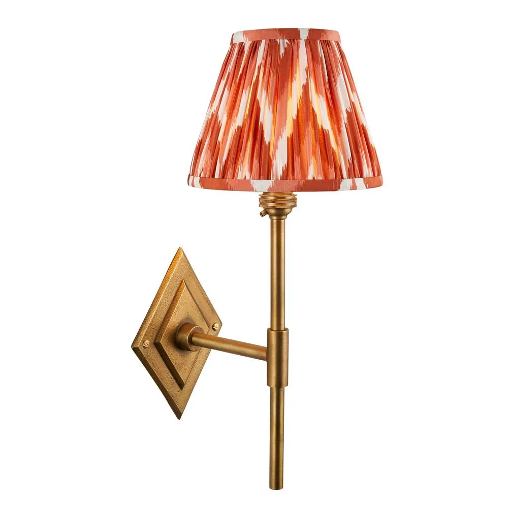 Netlighting Diamond Tall & Zigzag 16cm Wall Lamp Antique Brass Apricot Orange in Gold