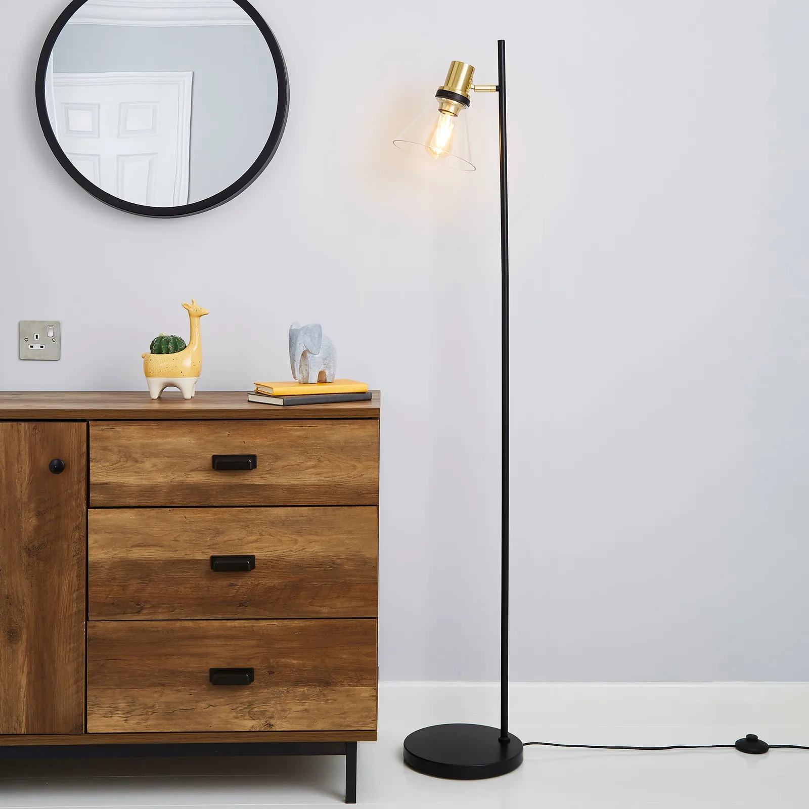 Warren Glass Floor Lamp Black