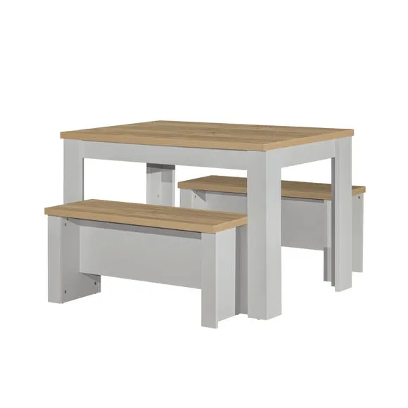 Highgate Dining Table with 2 Benches, Oak Effect 6