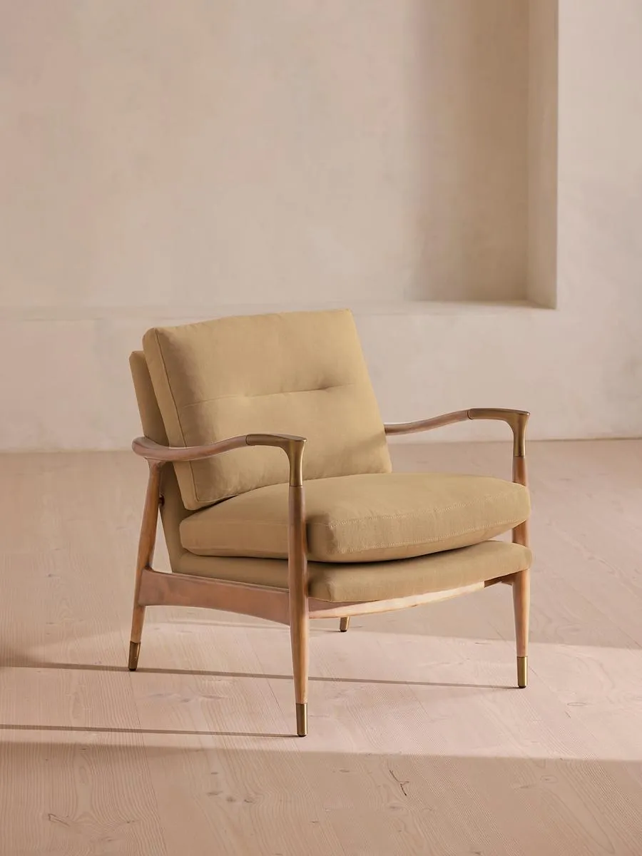 Theodore Oak Armchair, Linen, Wheat