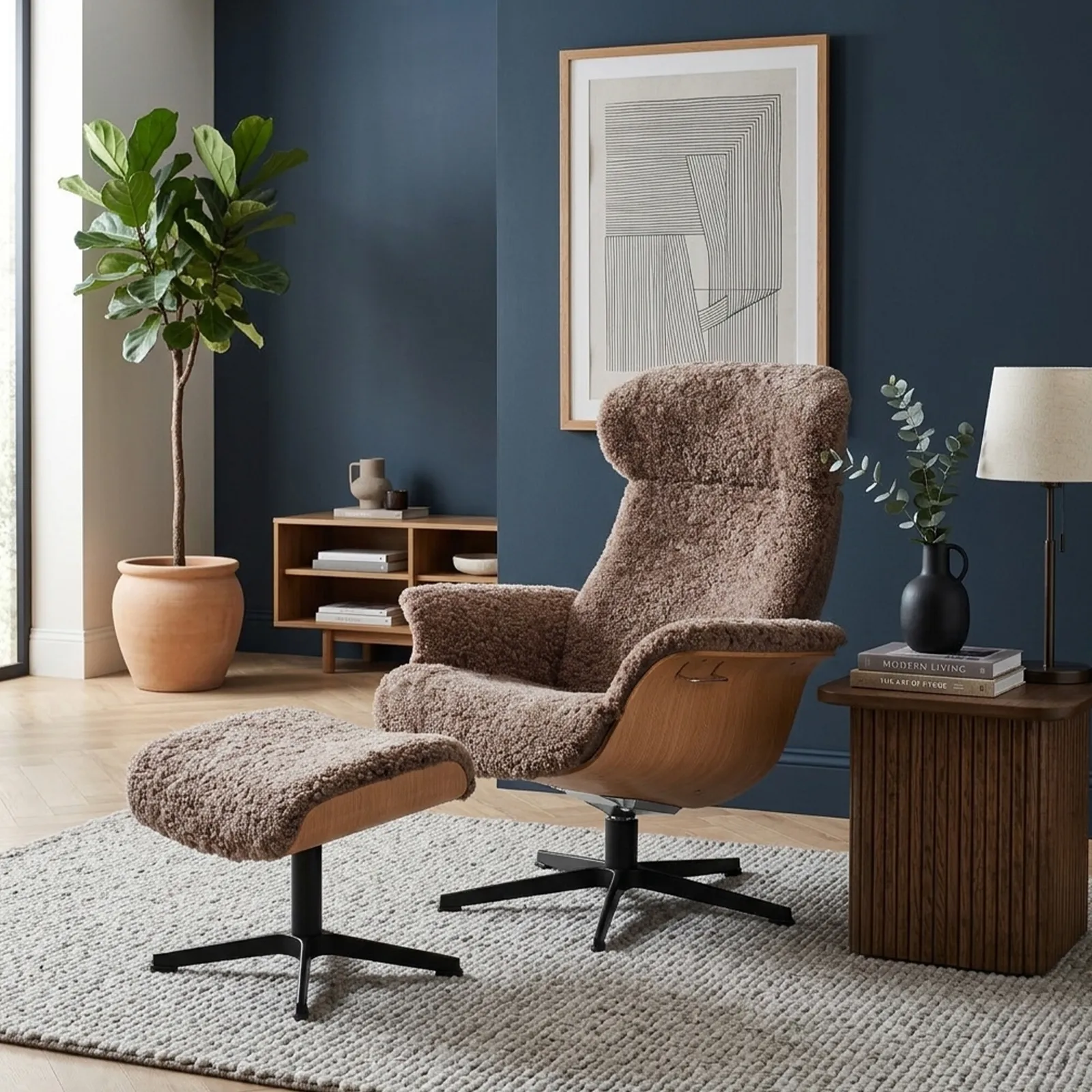 Conform Timeout X-Foot Footstool Sahara Sheepskin, Brown | Barker & Stonehouse 2