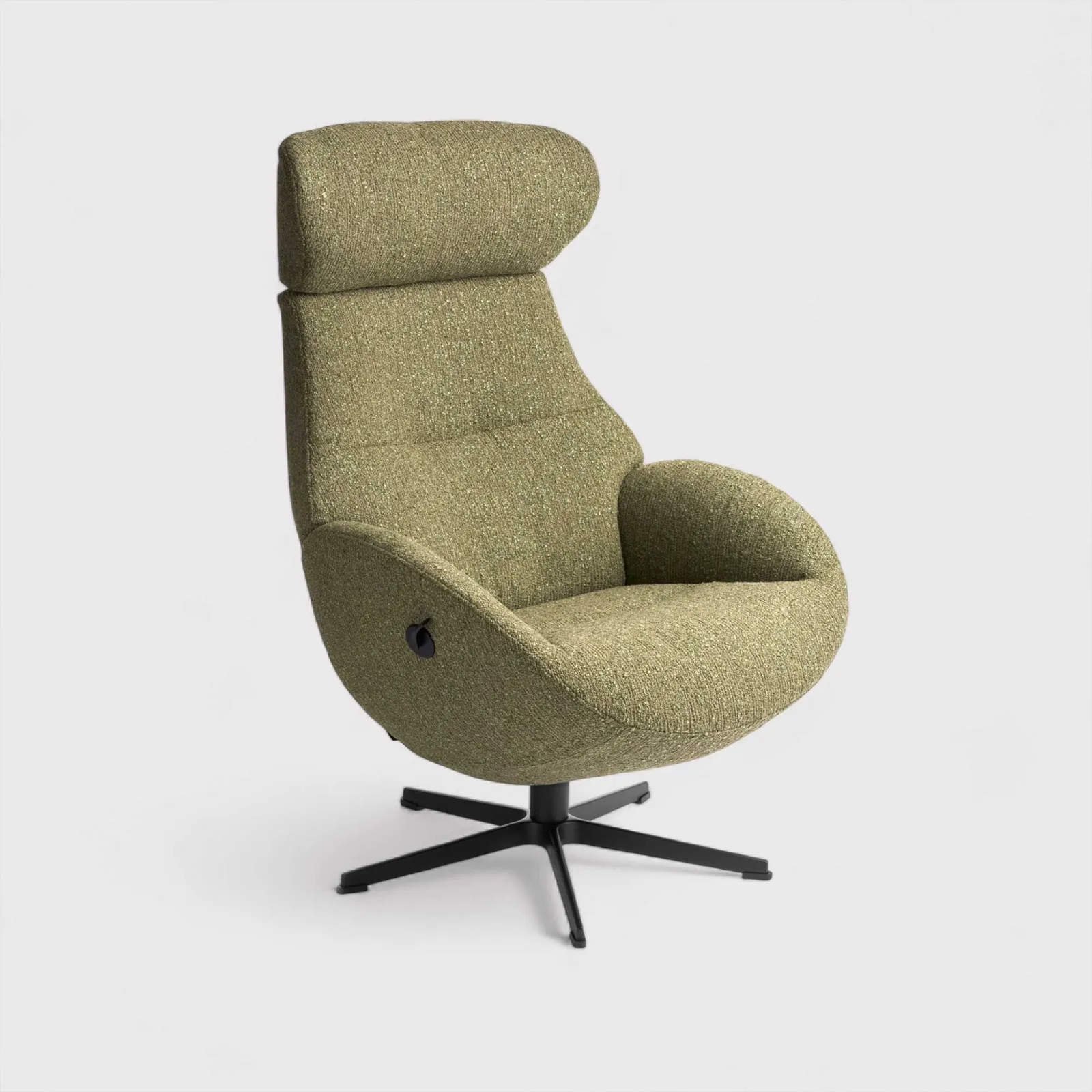 Conform Globe Swivel Recliner Chair, Green Fabric | Barker & Stonehouse