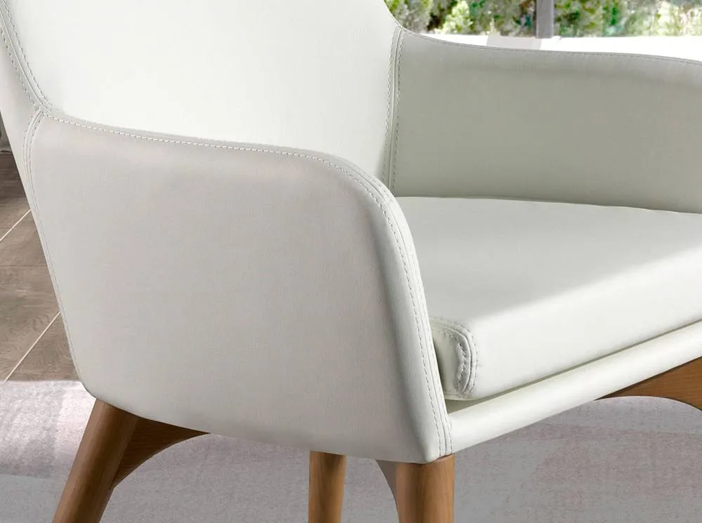 Angel Cerda White Leatherette Dining Chair with Walnut-Coloured 5