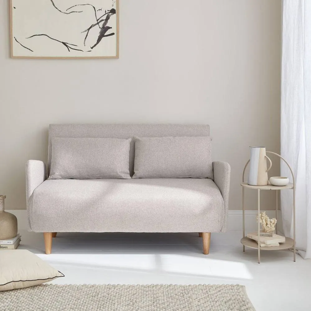 sweeek 2-seater Convertible Sofa Bed With Reclining Backrest in Beige