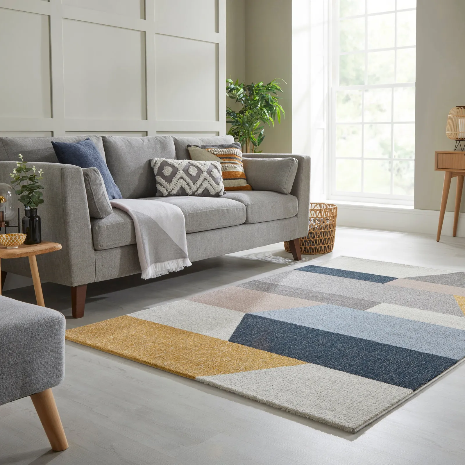 Barrio Block Rug Light Grey