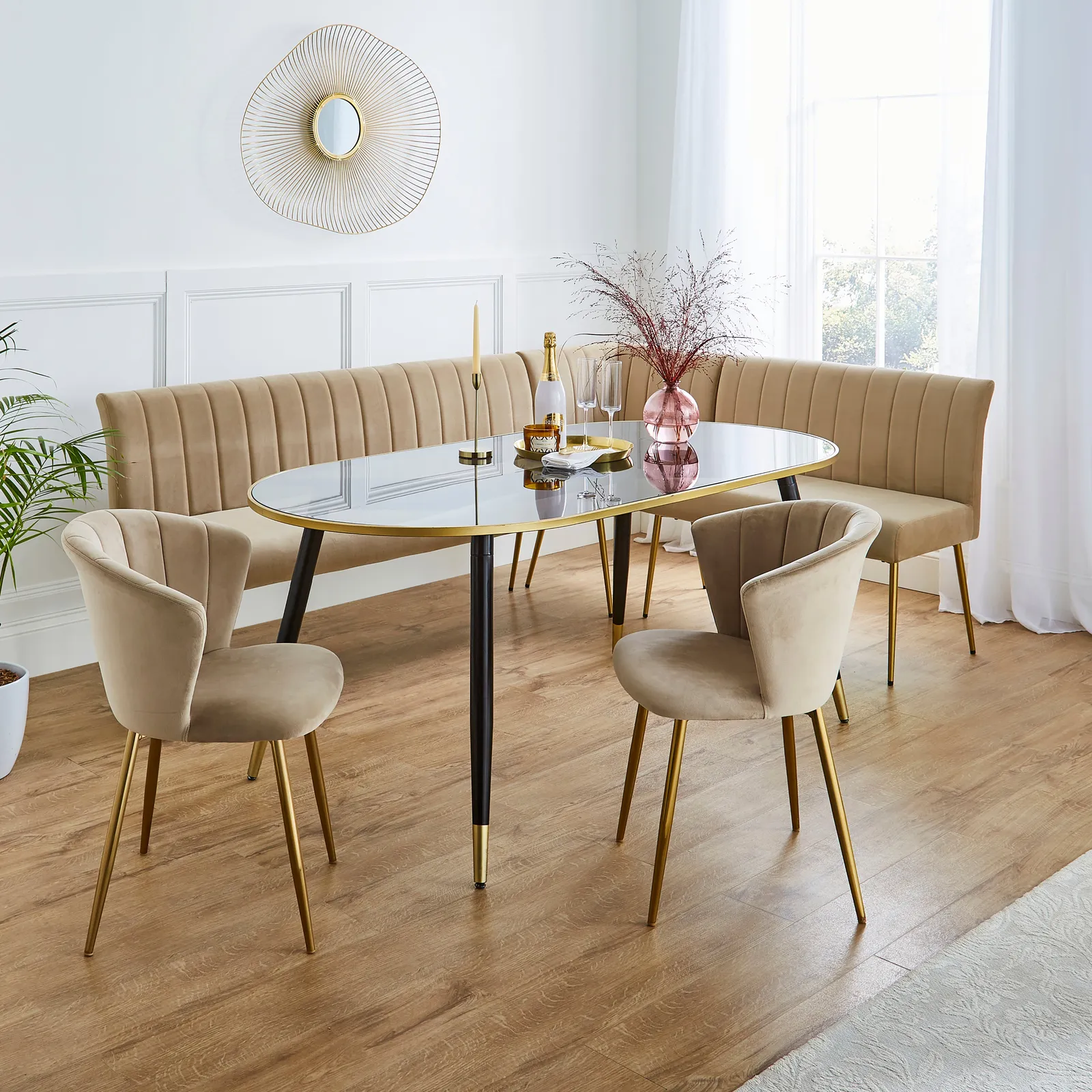 Kendall Corner Dining Bench, Velvet 2