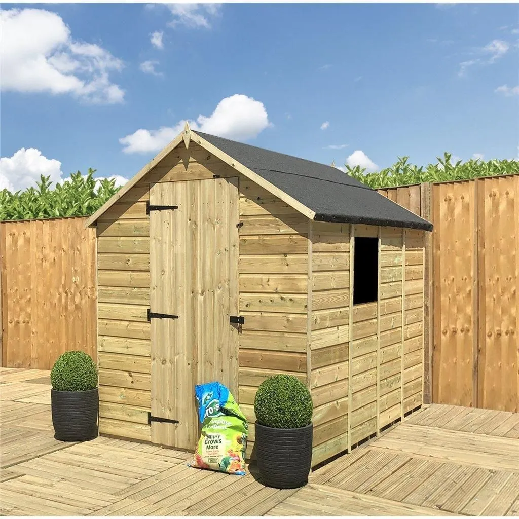Marlborough 3 x 6 Pressure Treated Low Eaves Apex Garden Shed with Single Door in Natural