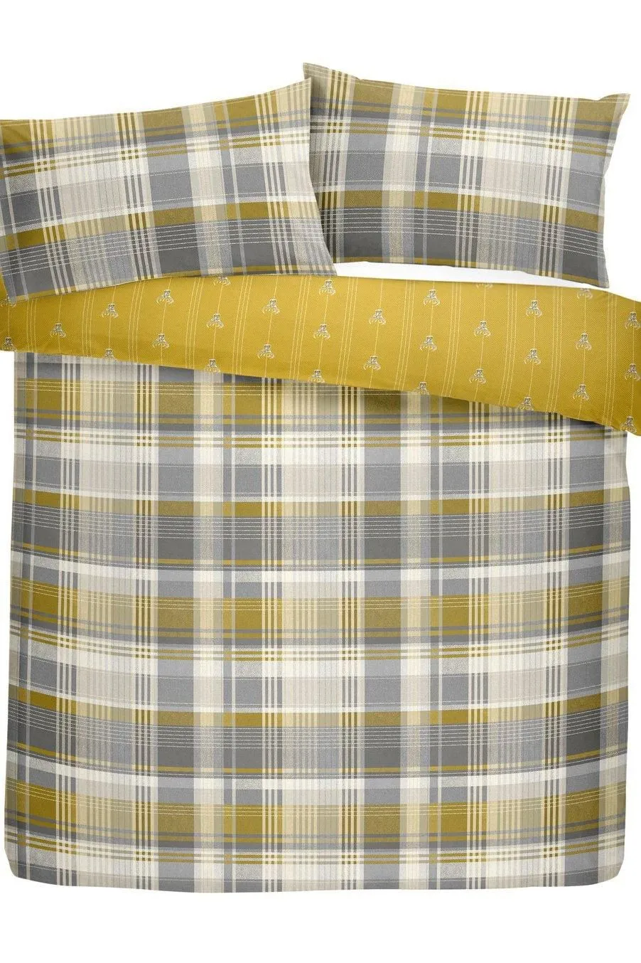 Dreams & Drapes 'Connolly Check' 100% Brushed Cotton Duvet Cover Set in Mustard 4