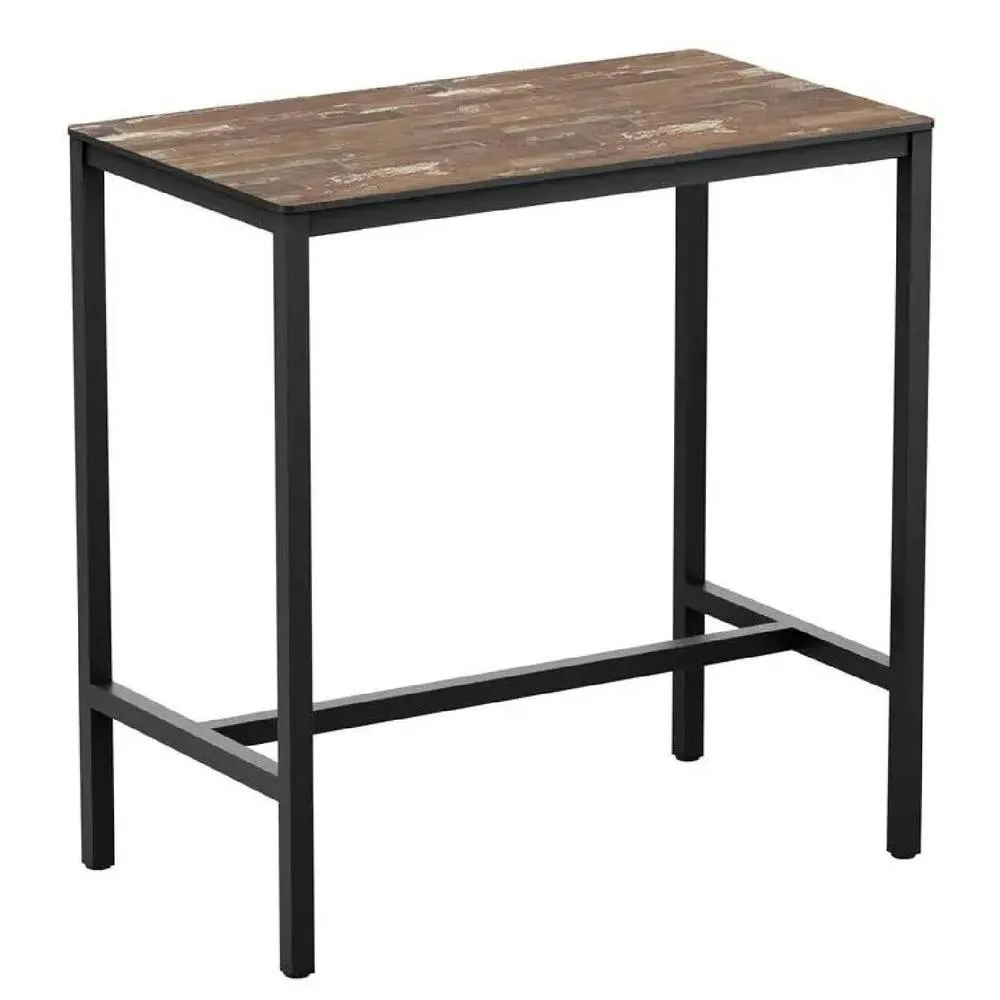 netfurniture Atlas Planked Vintage Wood Bar Height Table Black - 119 X 69cm 3