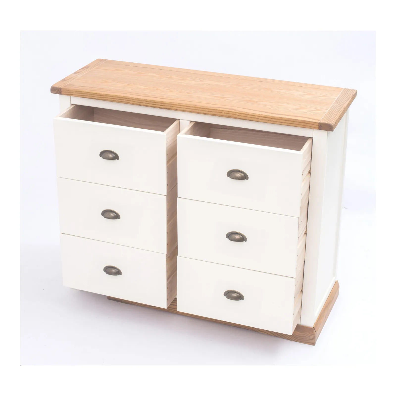 Cabinet Bits Tropea 6 Drawer Chest of Drawers Brass Cup Handle in Off-White 5