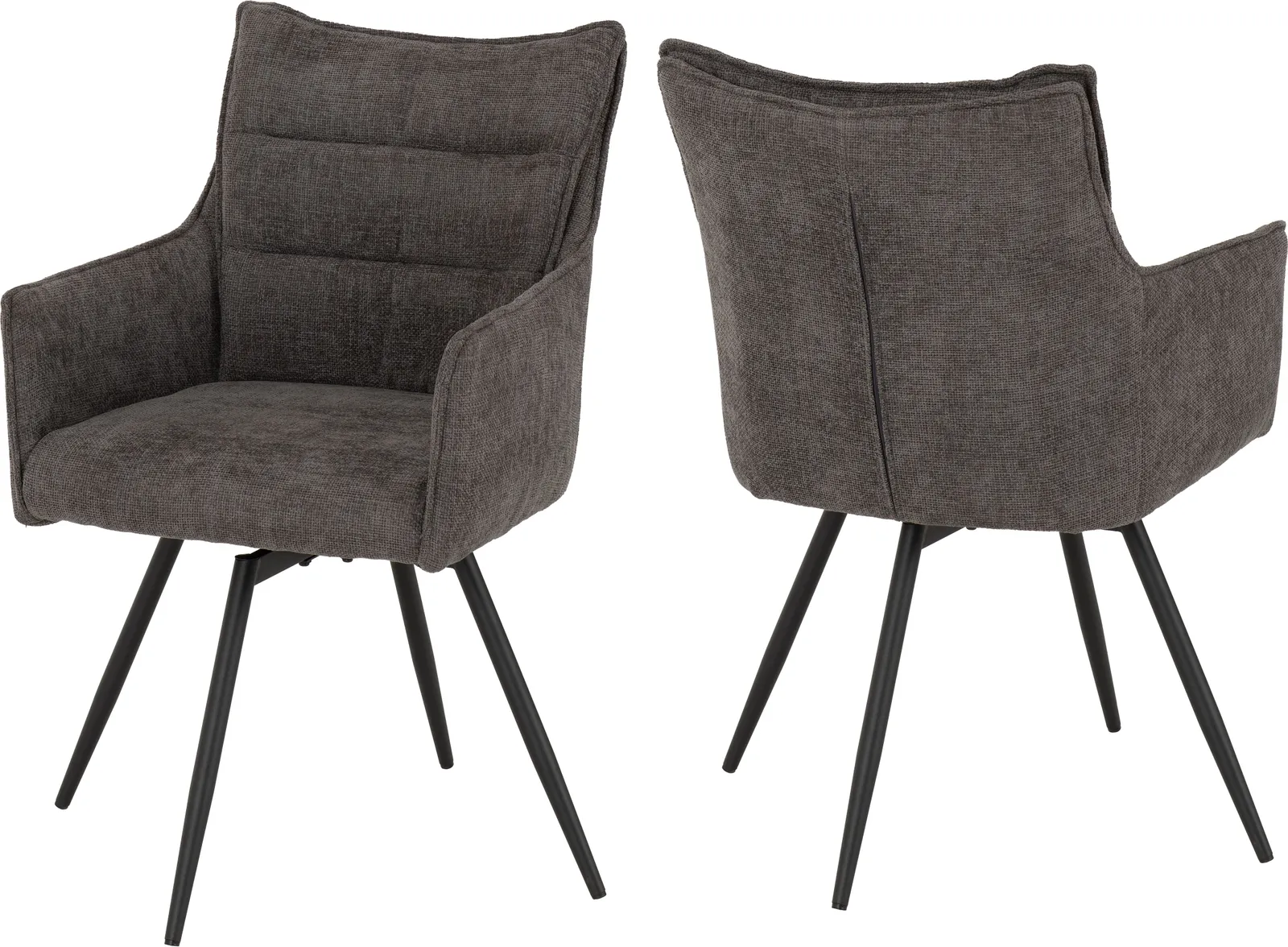 Seconique Lewis Carver Swivel Dining Chair in Dark Grey 2