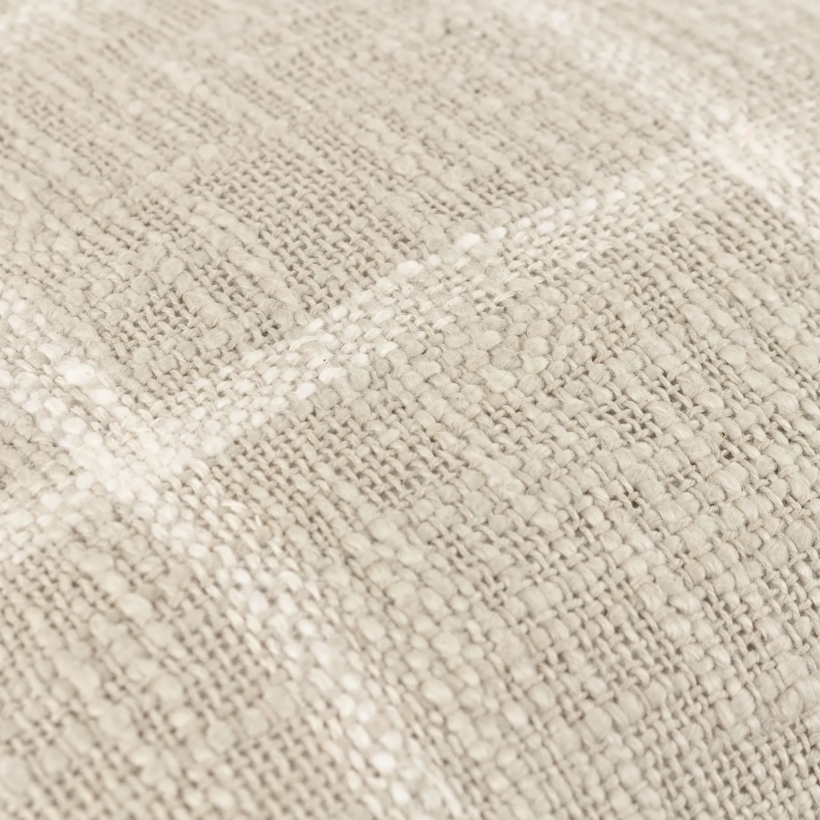 Yard Beni Check 100% Cotton Fringed Cushion in Stone 5