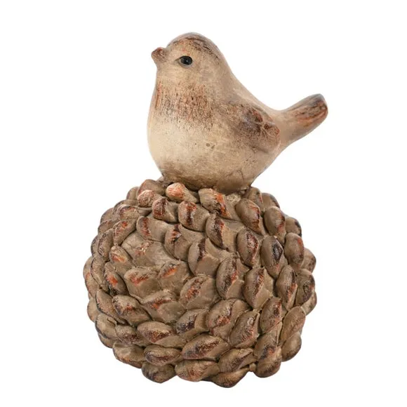 Country Living Wood Effect Bird on a Pinecone Ornament 3