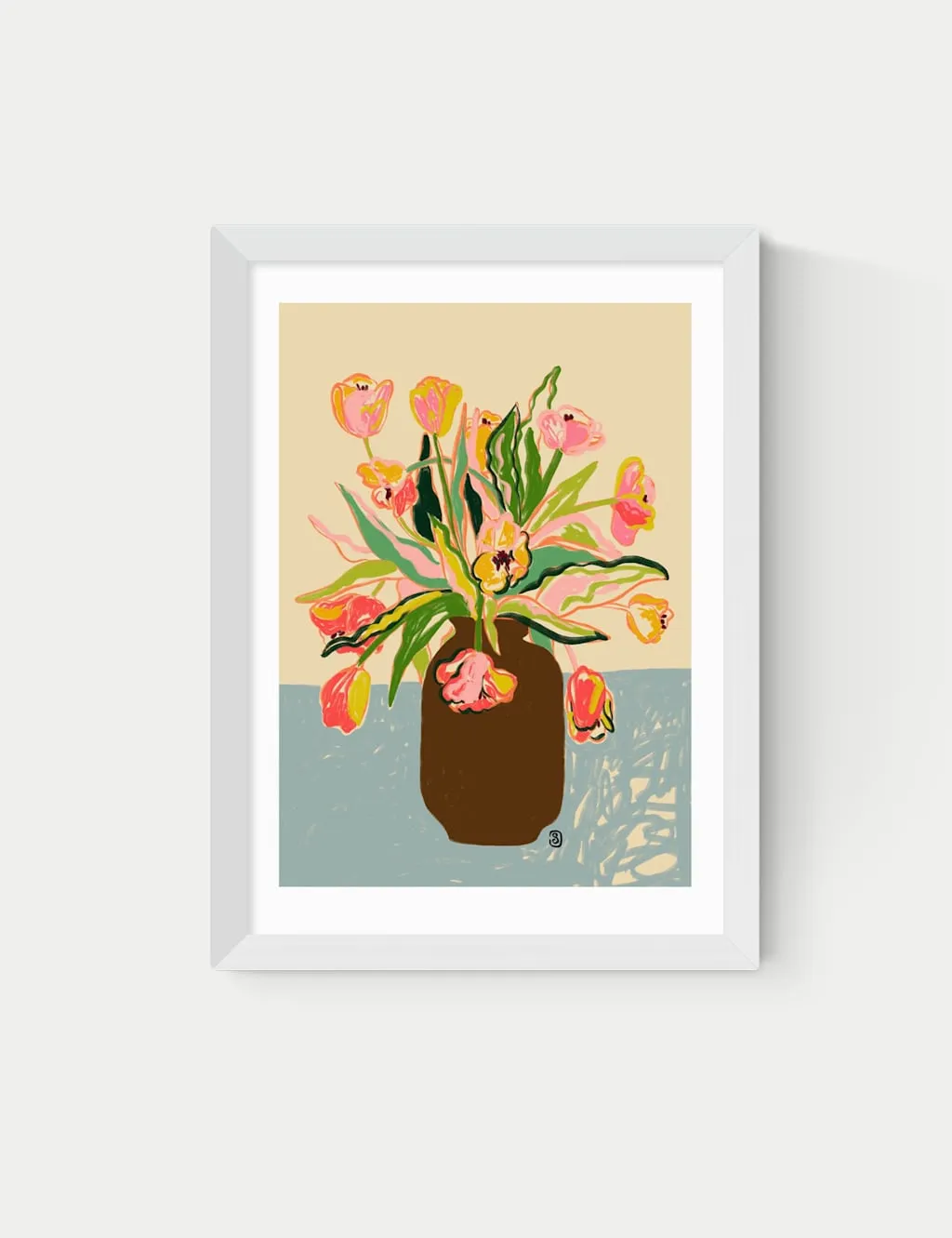 East End Prints Tulips Framed Art Print White