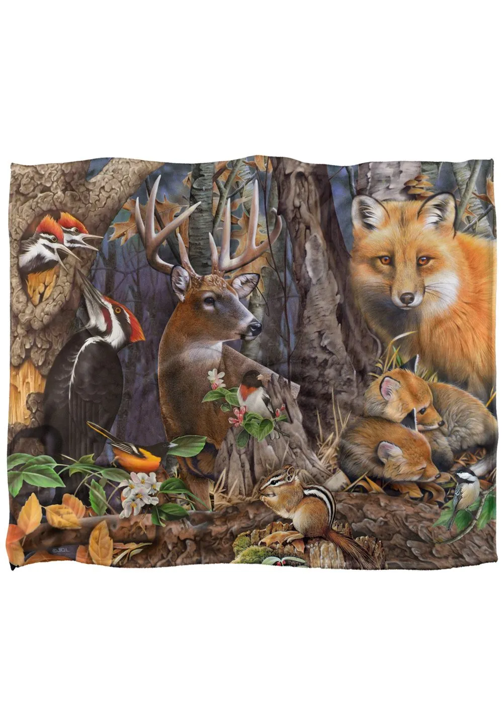 JQ Licensing Jg-Jp Forest Animals Silky Touch Super Soft Throw Blanket 152 X 127 cm in White