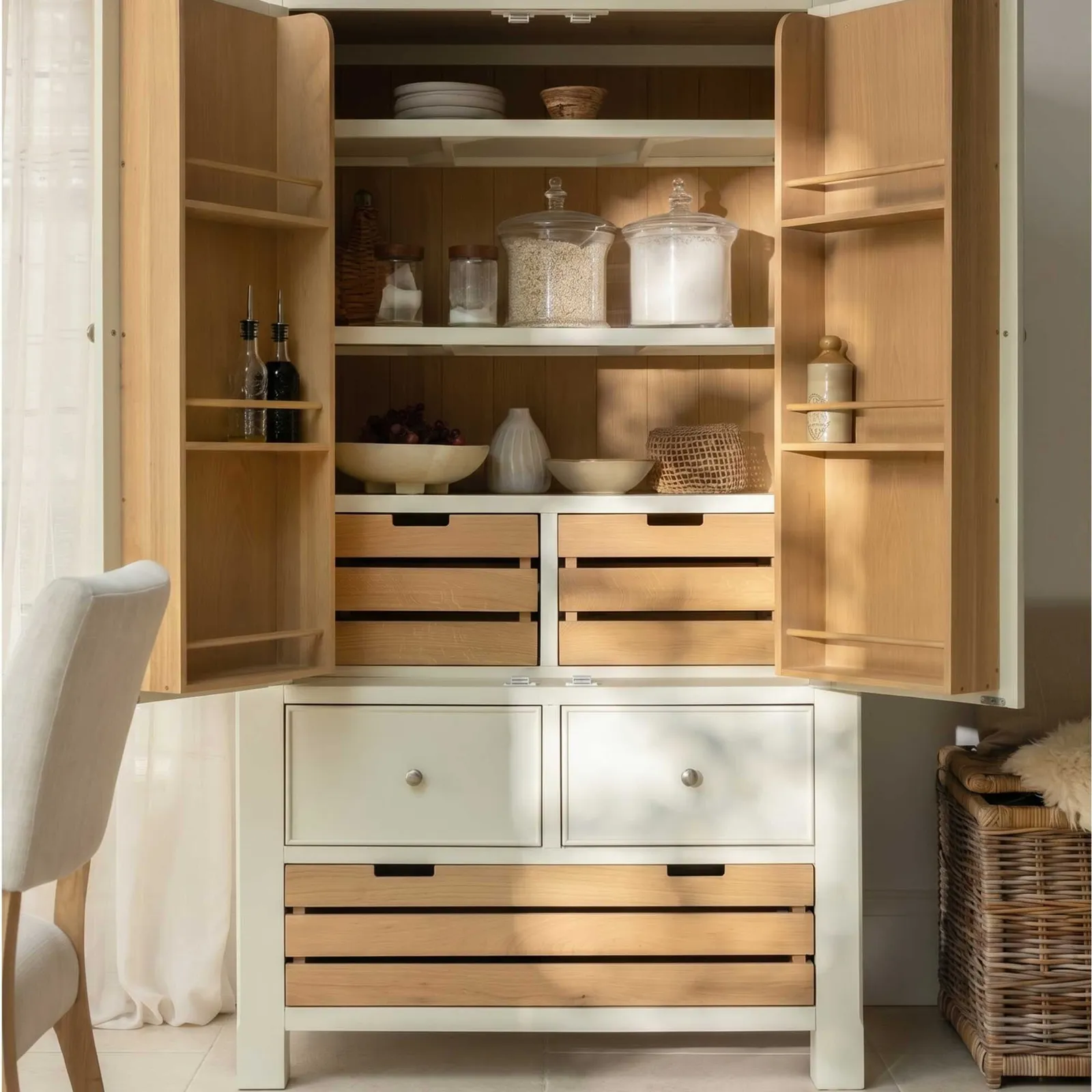 Witney Larder Unit 110X55X190Cm Sideboard, Neutral Wood | Barker & Stonehouse 2