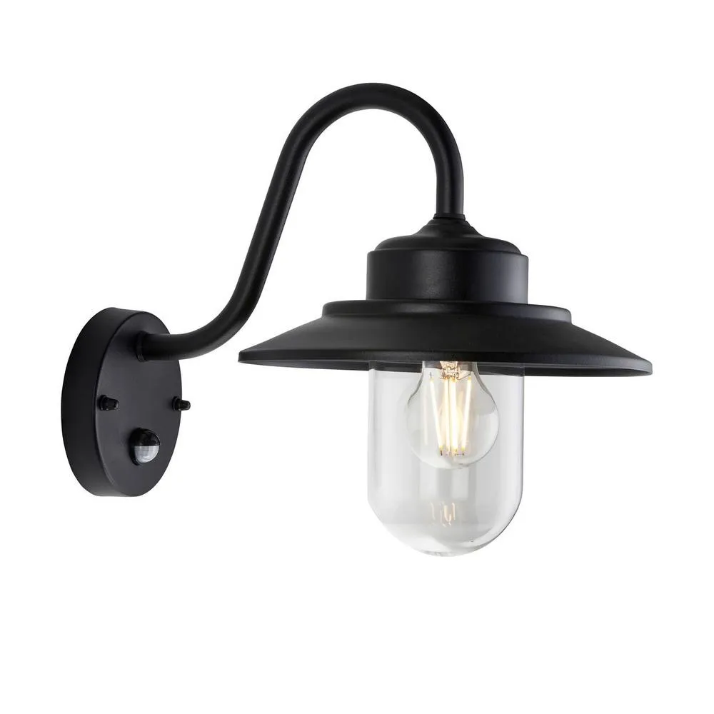 Netlighting Thornton Outdoor Wall Lantern Matt Black & Clear Glass E27