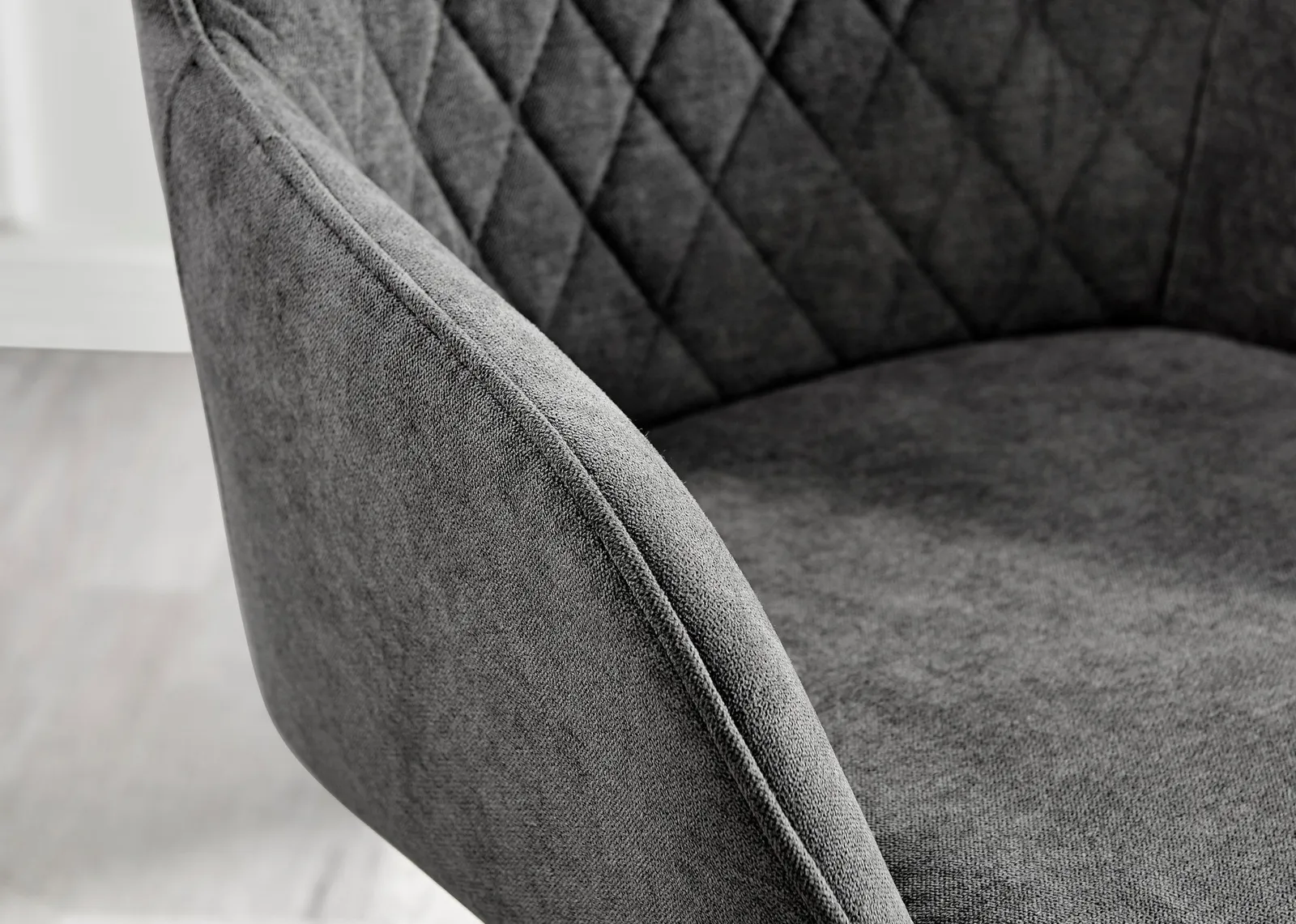 FurnitureboxUK Set of 2 Falun Deep Padded Dining Chairs Upholstered in Soft & Durable Fabric With Silver Chrome Legs in Dark Grey 5