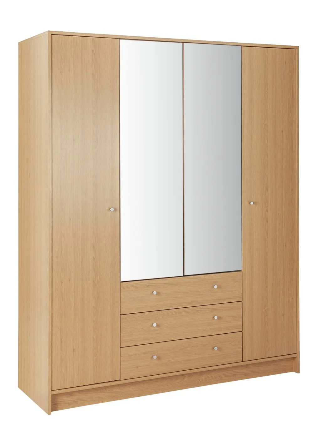 Argos Home Malibu 4 Dr 3 Drawer Mirror Wardrobe - Oak Effect