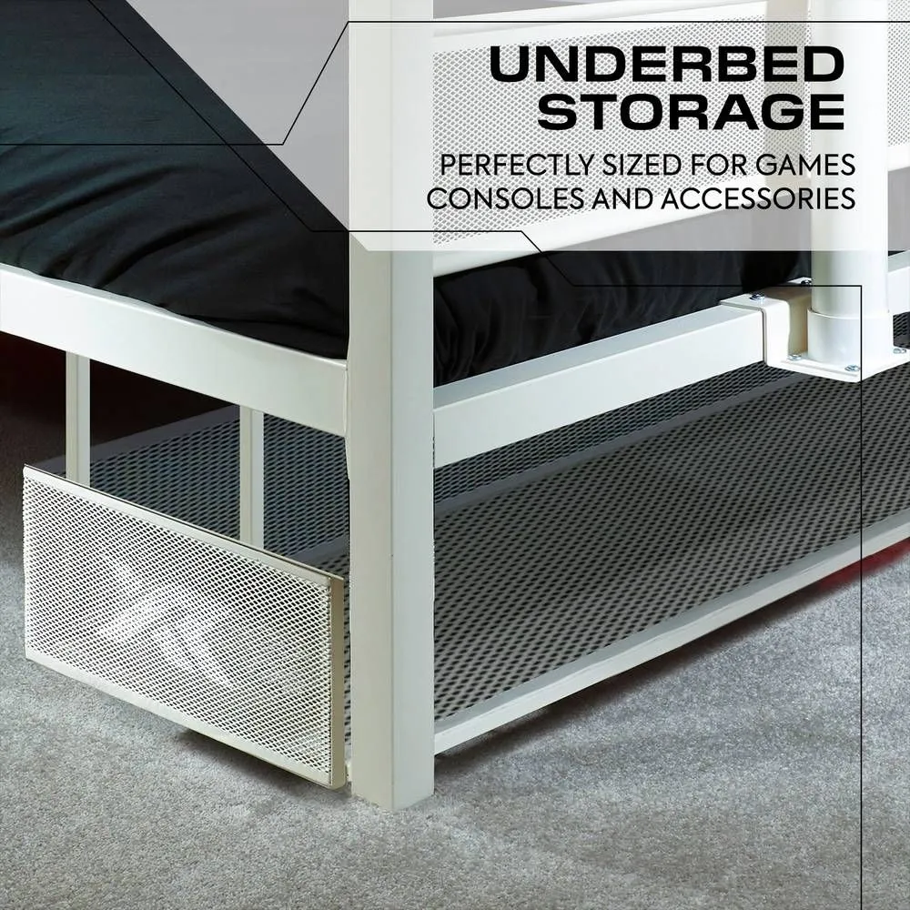 X Rocker Basecamp TV Bed Rotating TV Mount & Storage with Mattress in White 5