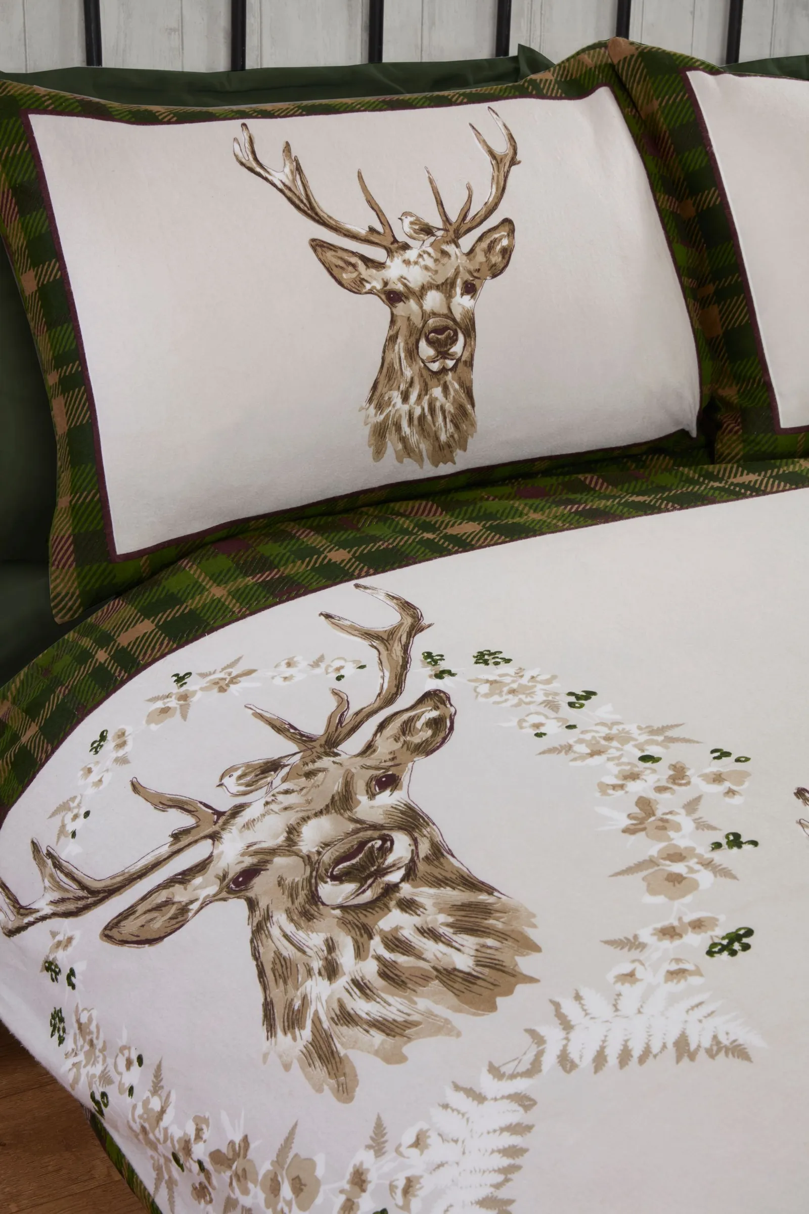 Rapport Home Angus Stag Brushed Cotton Bedding Set in Green 4
