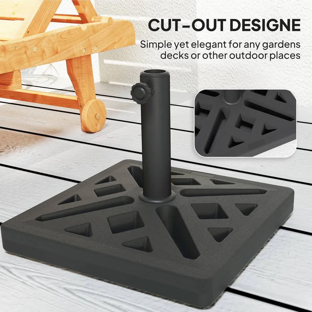 OUTSUNNY Parasol Base 15kg Garden Umbrella Stand with Cut-Out Design, Black 6